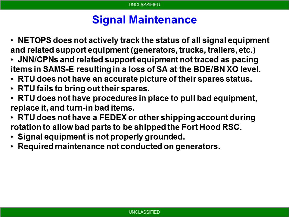 NETOPS Trends From NTC - Signal Maintenance