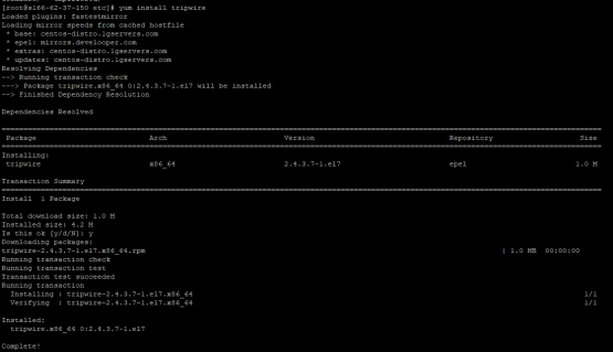 yum install tripwire