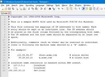 Windows HOSTS file